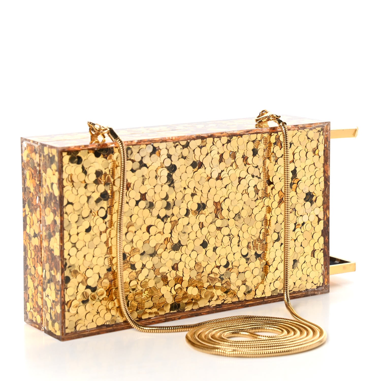 Tom Ford Sequin Plexiglass Lipstick Minaudiere Clutch Gold 3 of 11
