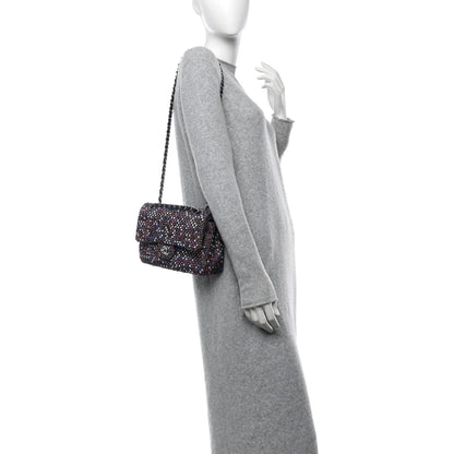 Chanel Sequin Tweed Medium Double Flap Red White Blue 2 of 12
