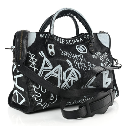 Balenciaga Agneau Arena Graffiti All Over Classic Hardware City Black White 3 of 10