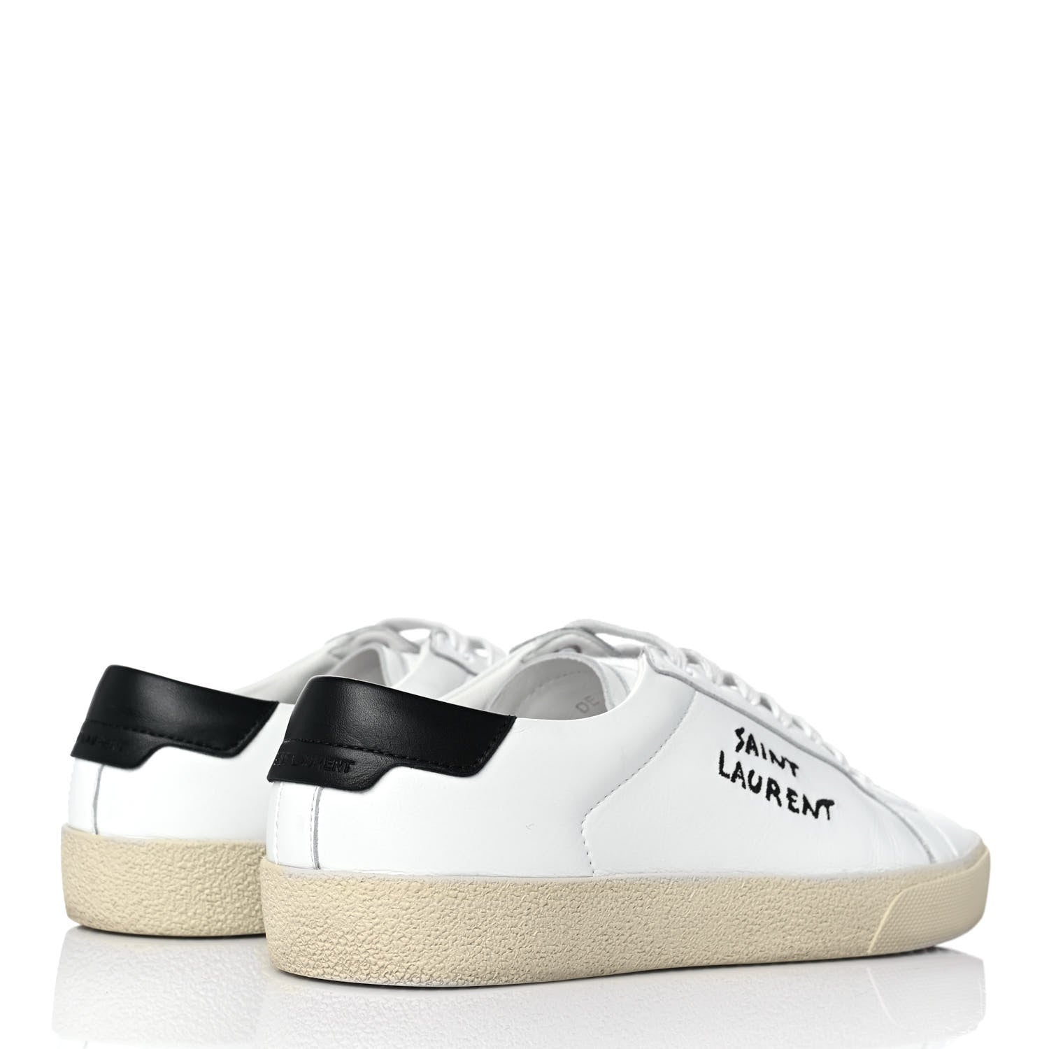 Saint Laurent Calfskin Embroidered Court Classic Sneakers 39 White Black 4 of 9