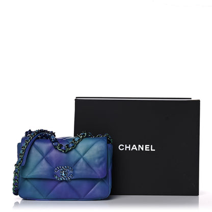 Chanel Tie Dye Calfskin Quilted Medium Chanel 19 Flap Blue Purple 11 of 11
