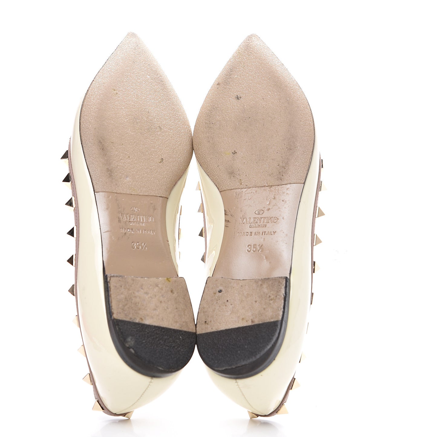 Patent Rockstud Ballerina Flats 35.5 Ivory Poudre