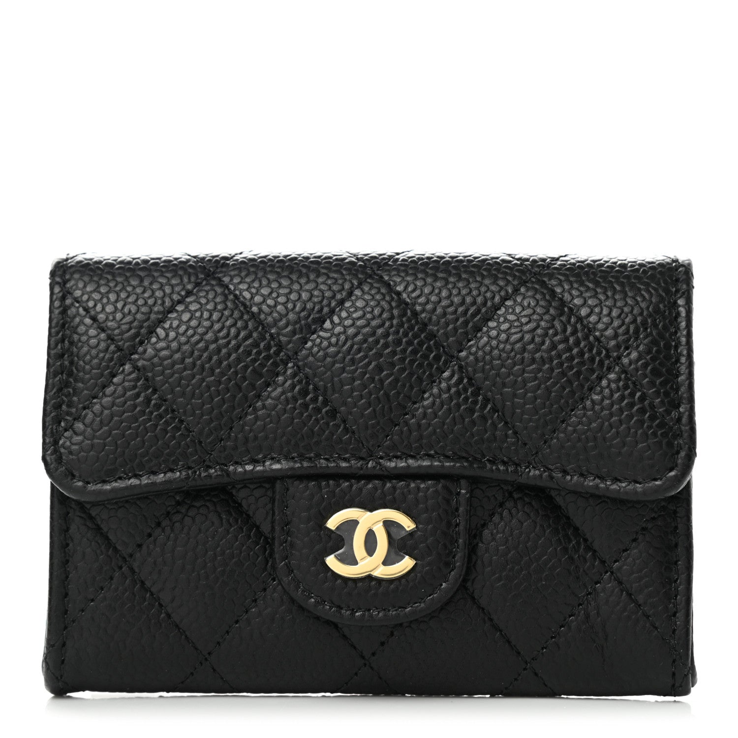 Chanel Caviar Quilted Flap Card Holder Wallet Black 1 of 9