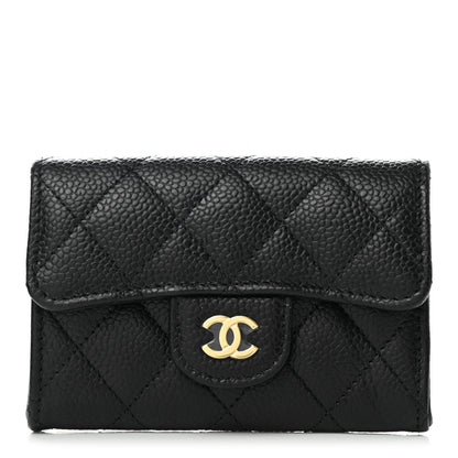 Chanel Caviar Quilted Flap Card Holder Wallet Black 1 of 9