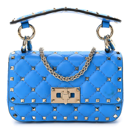 Valentino Garavani Calfskin Mini Rockstud Spike Shoulder Bag Blue Fluo 1 of 9