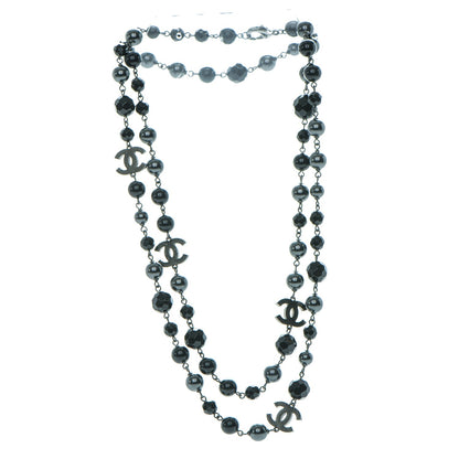 Chanel Ruthenium Beaded CC Long Necklace Black 3 of 5