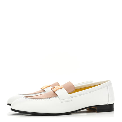 Hermes Calfskin Womens Paris Loafers 37.5 White Bois De Santal 3 of 9