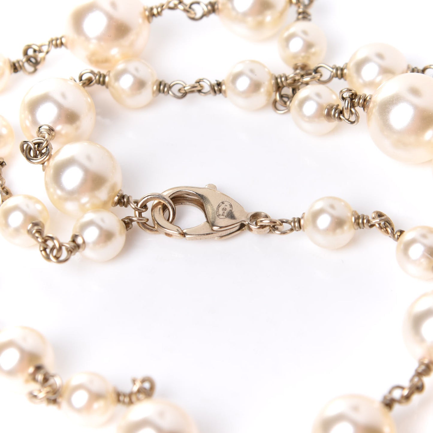 Pearl CC Long Necklace Gold