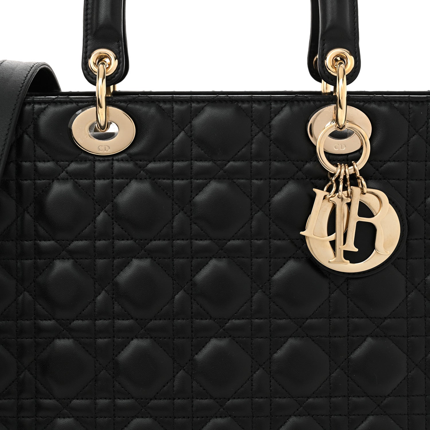 Christian Dior Lambskin Cannage Large Lady Dior Black 8 of 14