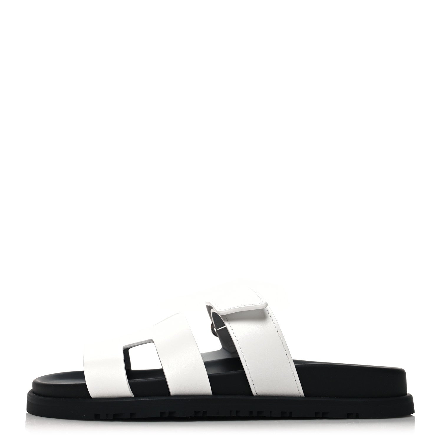 Hermes Calfskin Womens Chypre Sandals 37.5 White 1 of 9