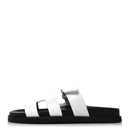 Hermes Calfskin Womens Chypre Sandals 37.5 White 1 of 9
