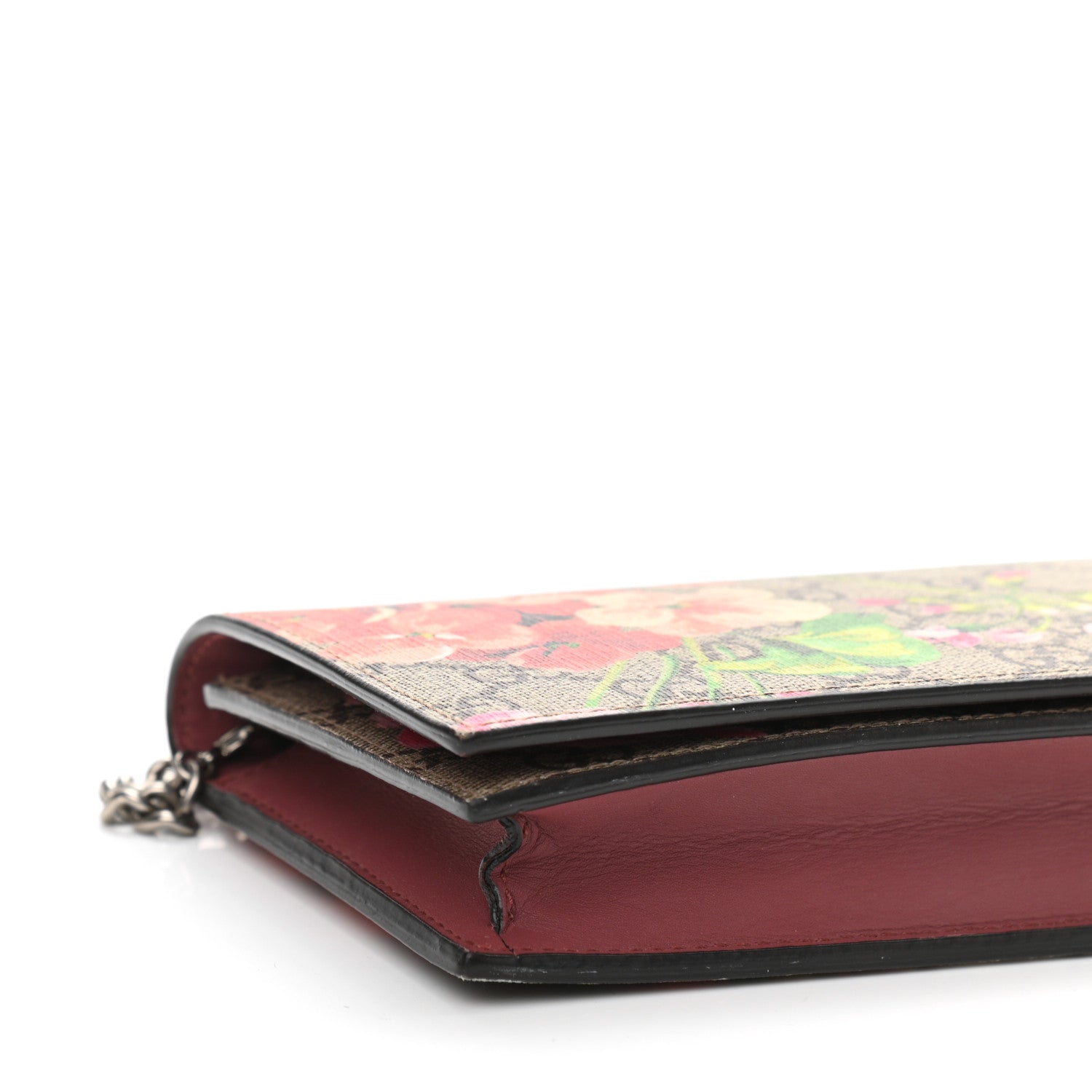Gucci GG Supreme Monogram Blooms Chain Wallet Beige Multicolor Dry Rose 9 of 11