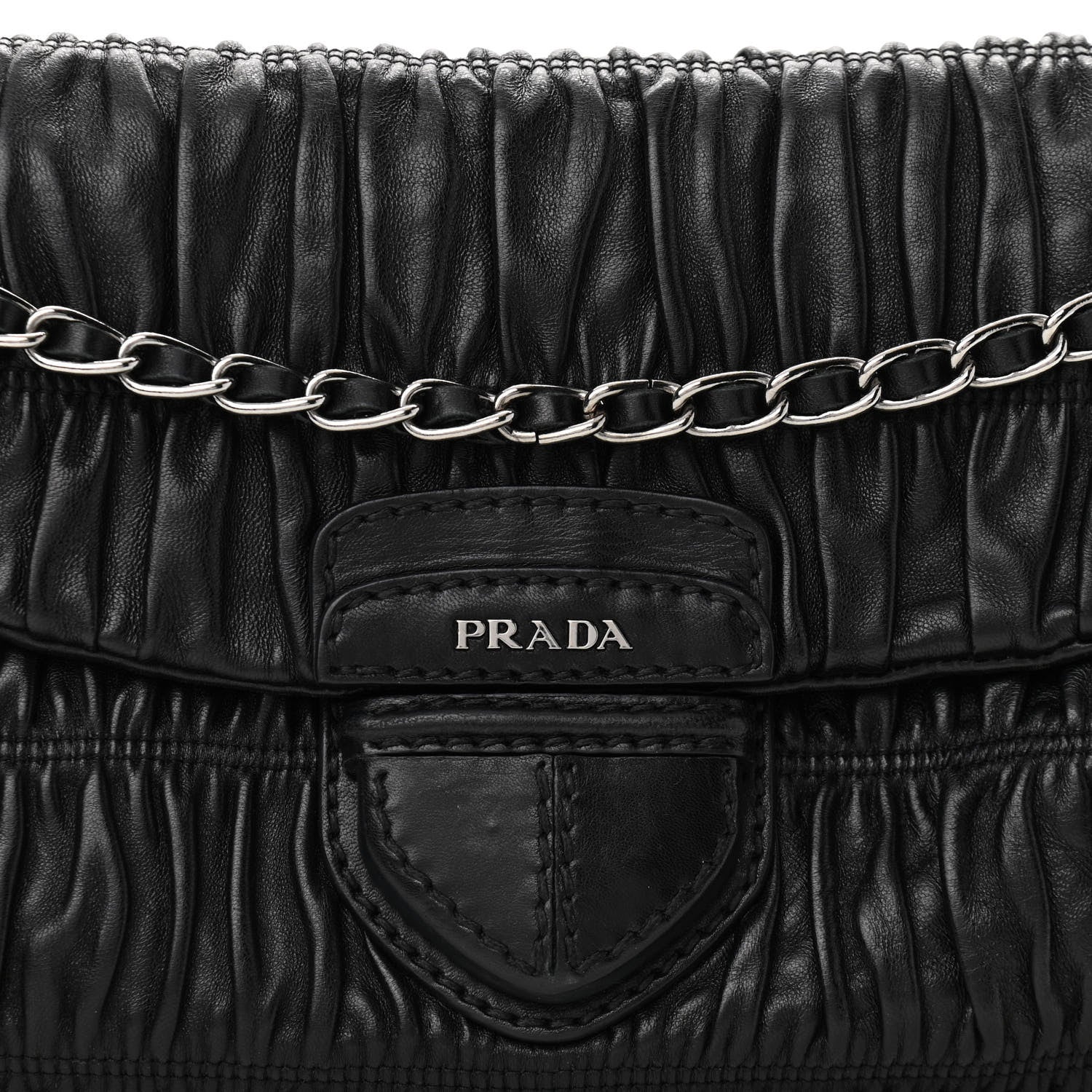 Prada Nappa Gaufre Flap Chain Shoulder Bag Black 7 of 9