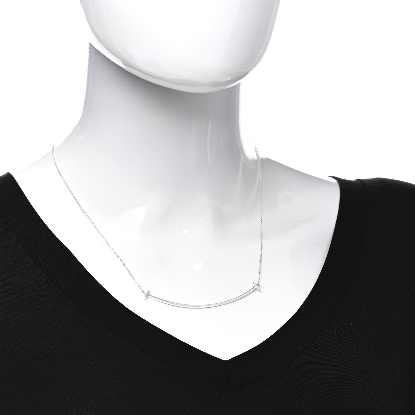 Sterling Silver Large T Smile Pendant Necklace