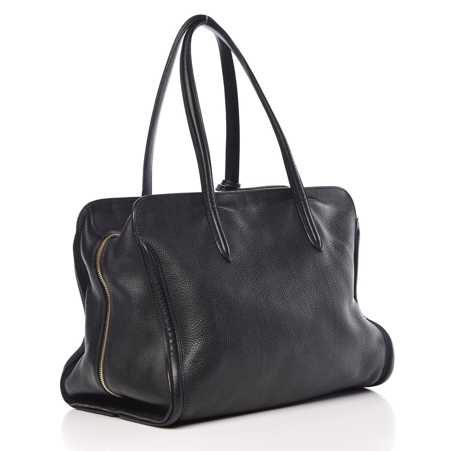 Alexander McQueen Pebbled Calfskin Large Skull Padlock Zip Around Tote Black 3 of 13