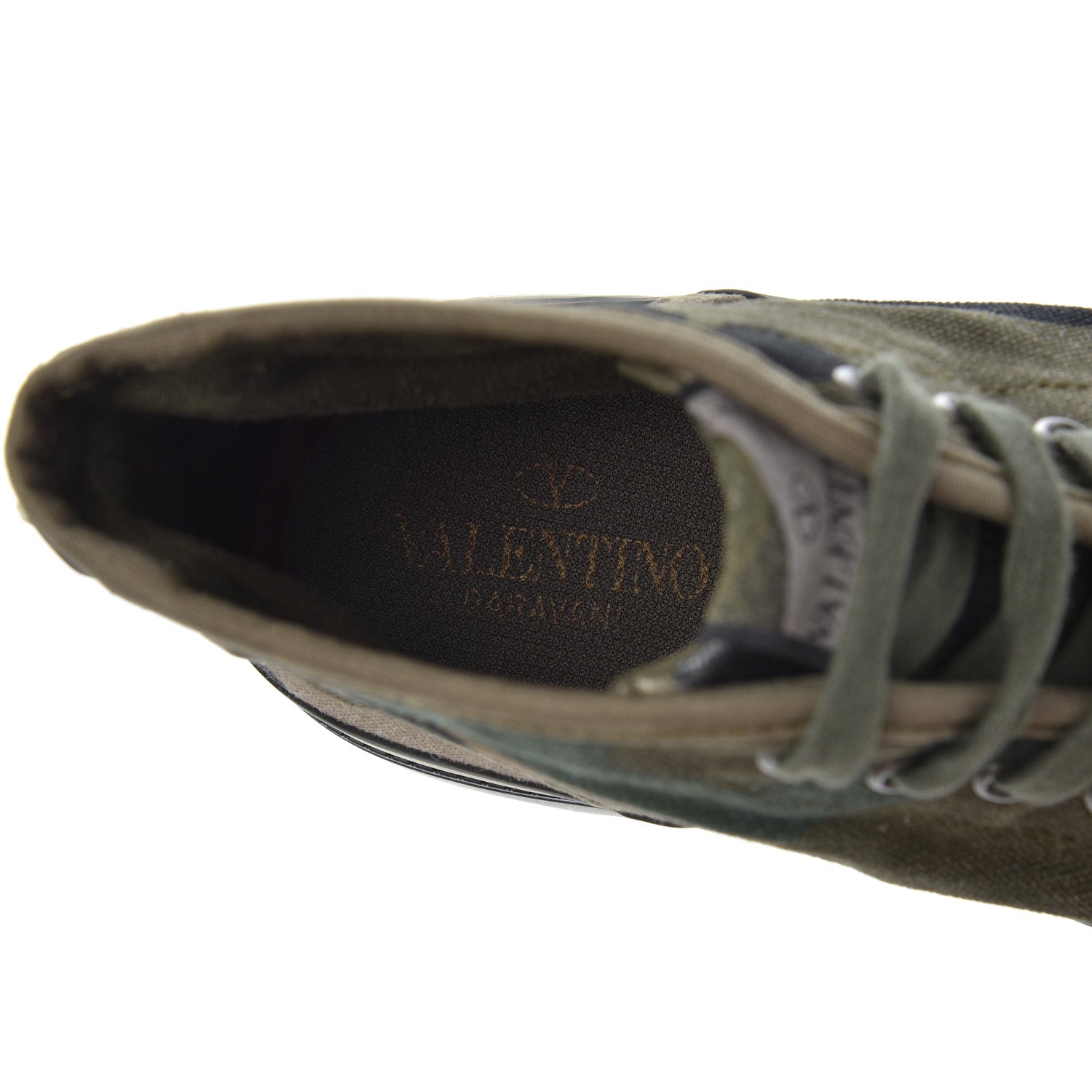 Valentino Garavani Canvas Camouflage Sneaker Boots 40 Army Green 6 of 14