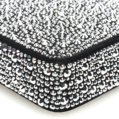 Prada Satin Crystal Metal Triangle Logo Small Double Handle Crossbody Tote Metal 8 of 9