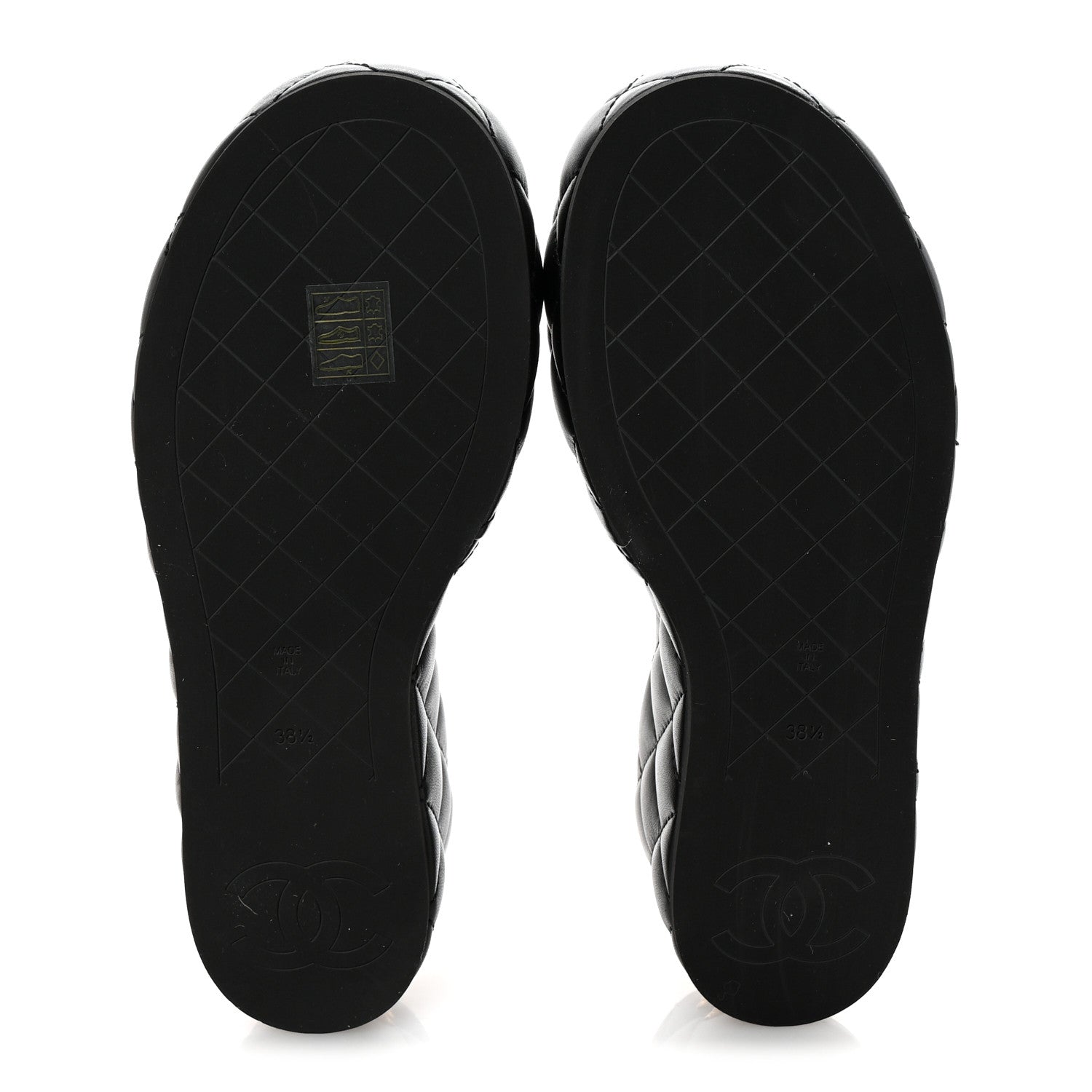 Chanel Lambskin Quilted Camelia CC Wedge Sandal Mules 38.5 Black 6 of 10