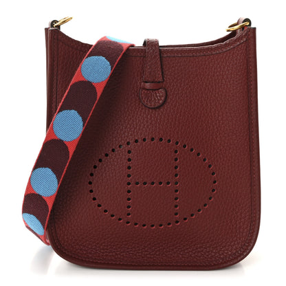 Hermes Taurillon Clemence Flipperball Sangle Evelyne TPM Rouge H Rouge De Coeur Bleu Frida 1 of 9