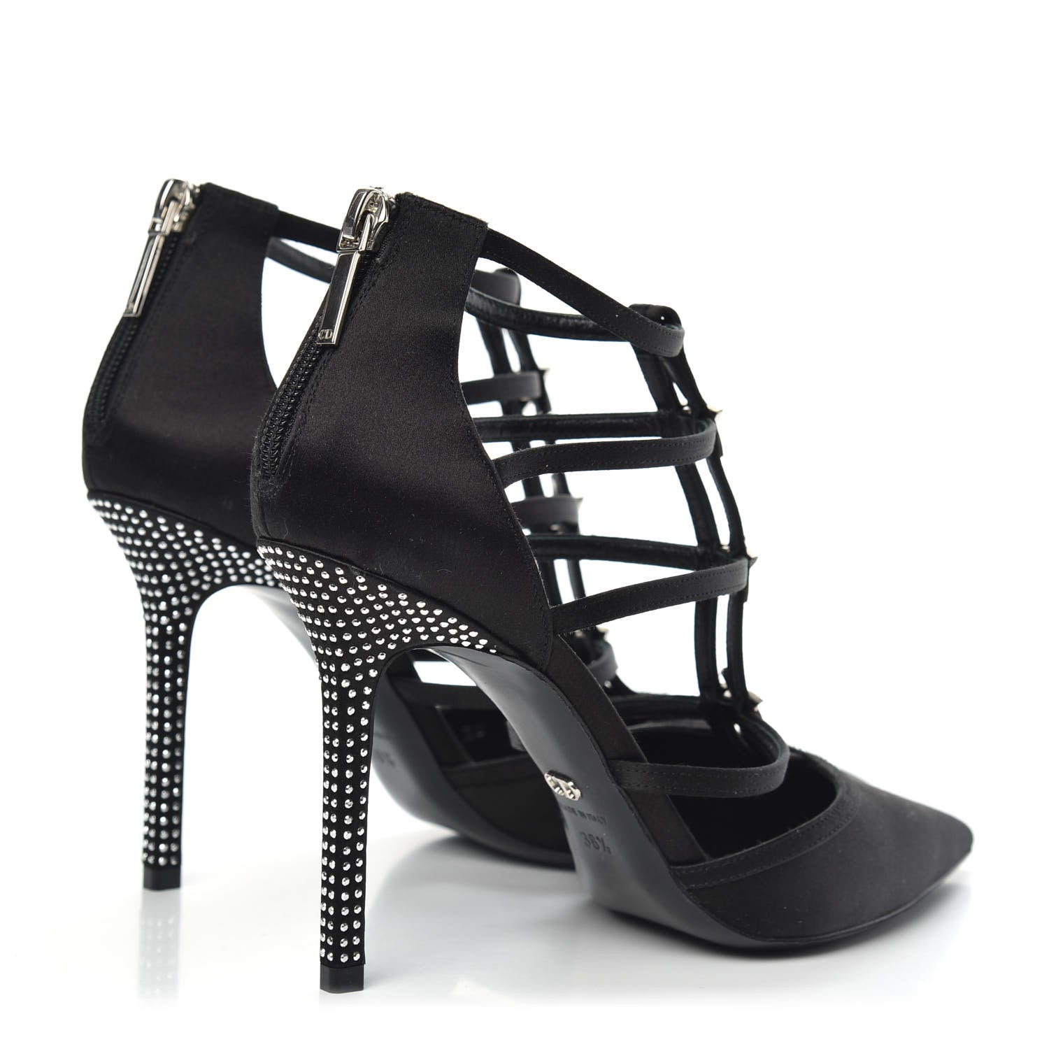 Christian Dior Satin Crystal Star Strap Sandals 38.5 Black 4 of 9