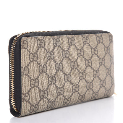 Gucci GG Supreme Monogram Moon Calfskin Zip Around Wallet Beige Ebony Black 3 of 9