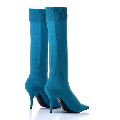 Balenciaga Jersey Crepe Pointed Toe Knife Booties 35 Azure 4 of 11