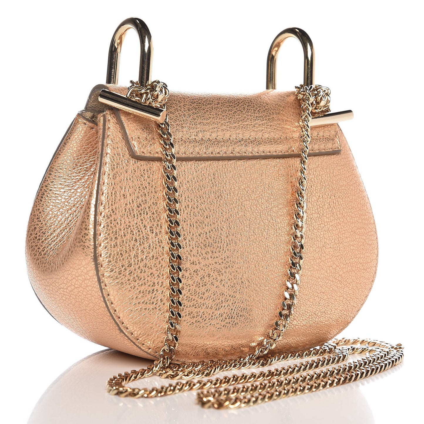 Metallic Grained Goatskin Nano Drew Shoulder Bag Abstract Gold