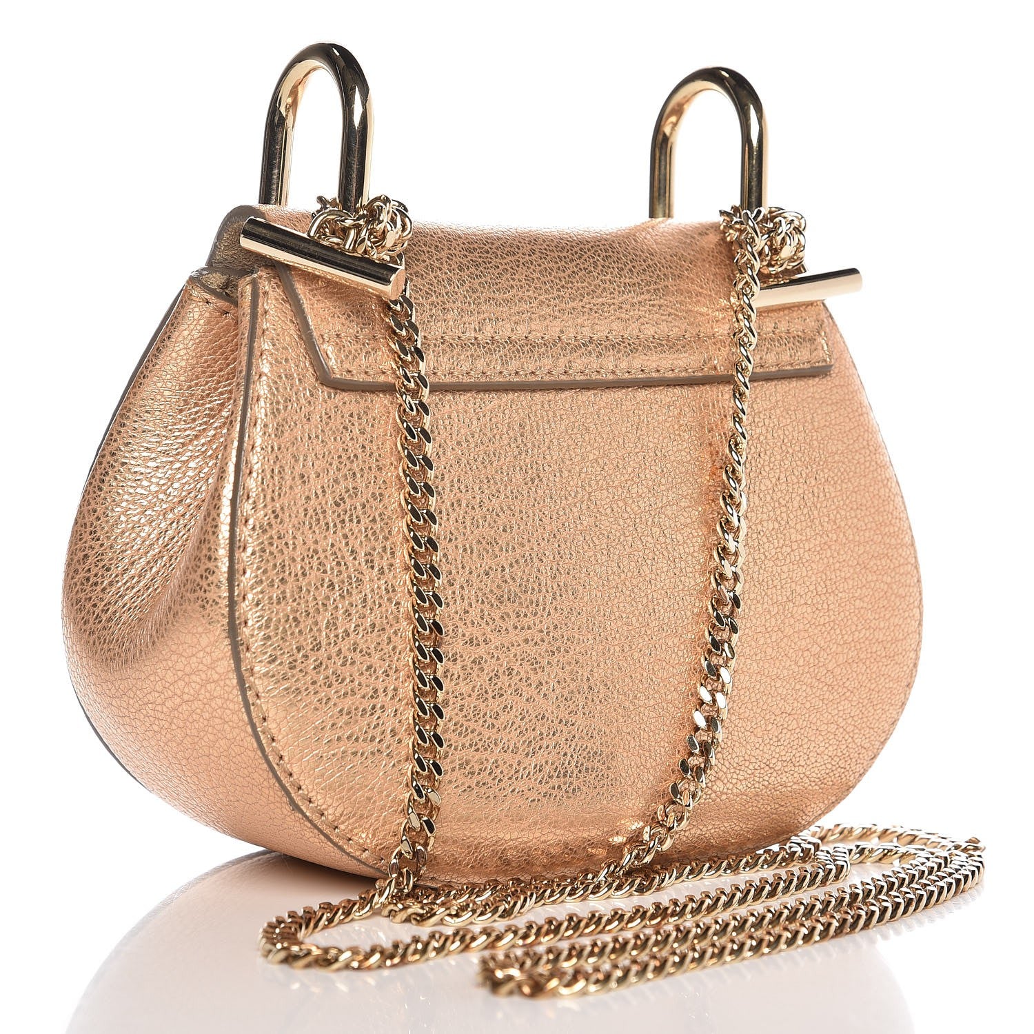 Chloe Metallic Grained Goatskin Nano Drew Shoulder Bag Abstract Gold 3 of 8