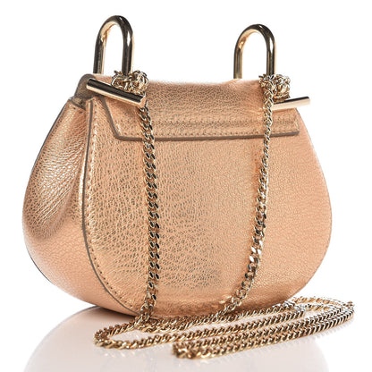 Chloe Metallic Grained Goatskin Nano Drew Shoulder Bag Abstract Gold 3 of 8