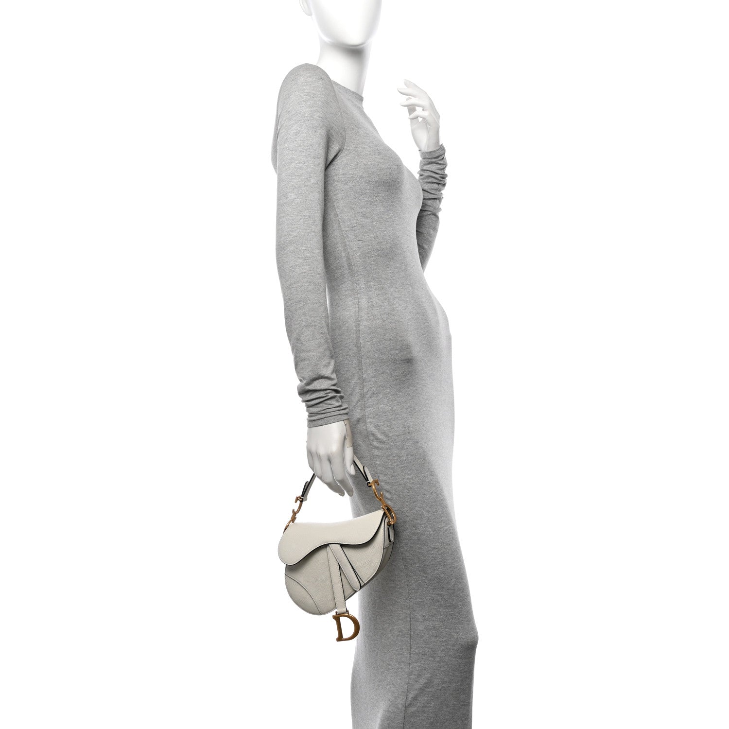 Christian Dior Grained Calfskin Mini Saddle Bag White 2 of 10