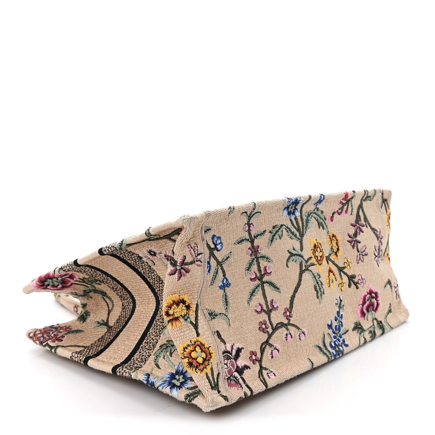 Christian Dior Raffia Embroidered Petites Fleurs Medium Book Tote Natural 4 of 12
