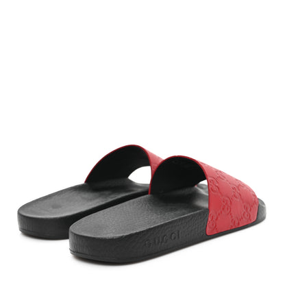 Gucci Guccissima Signature Womens Slide Sandals 38 Hibiscus Red 5 of 9