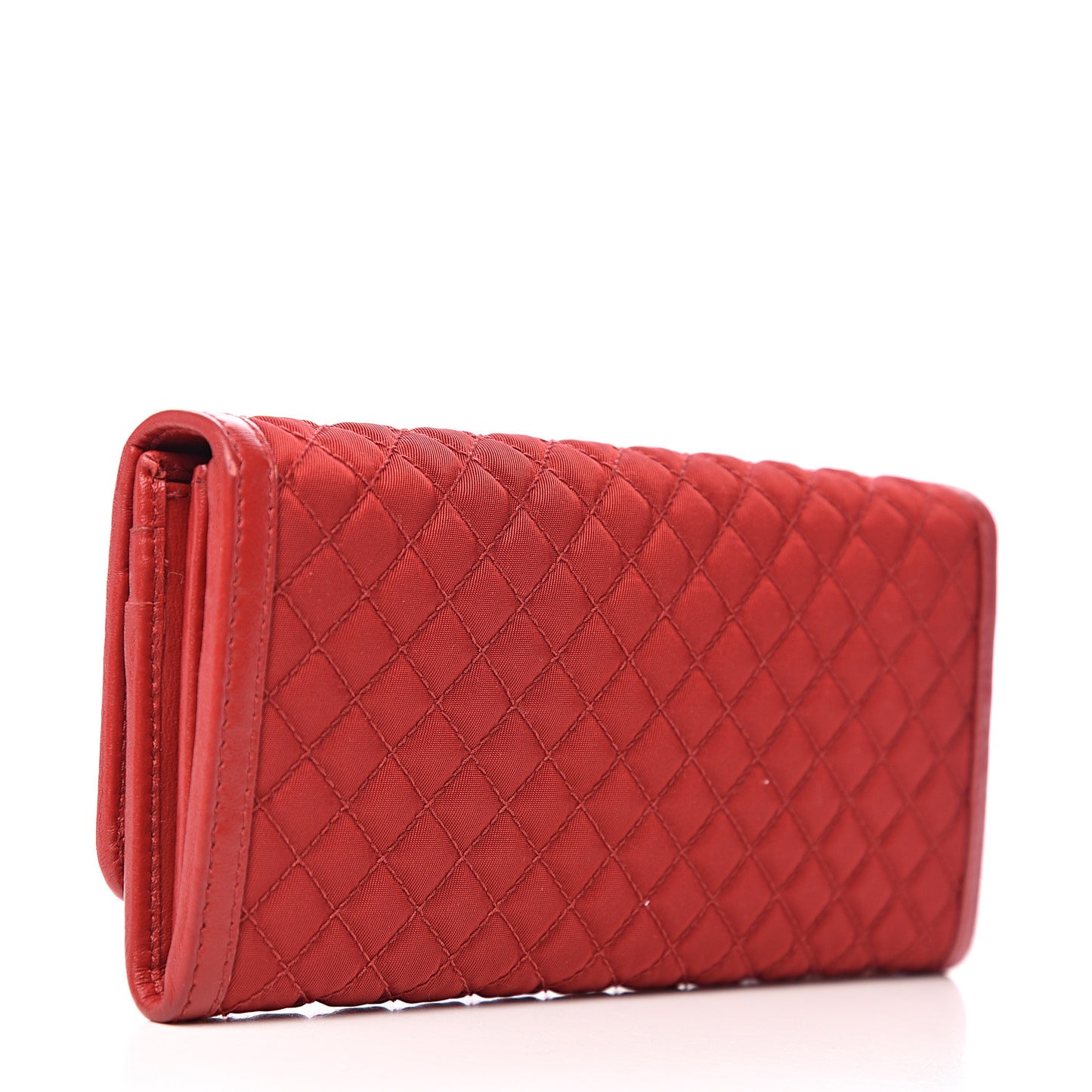 Tessuto Nylon Quilted Continental Flap Wallet Fuoco