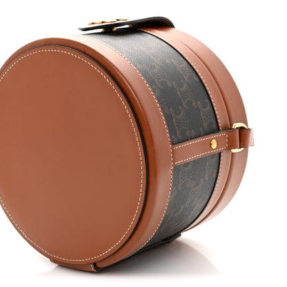 Celine Calfskin Triomphe Canvas Medium Tambour Bag Tan 10 of 10