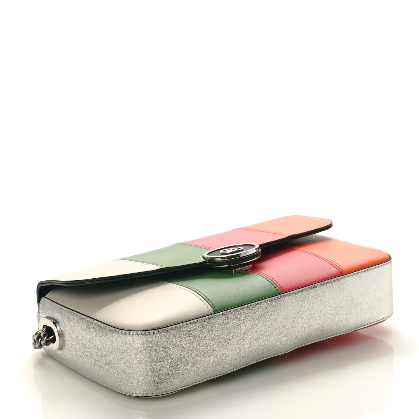 Senna Calfskin Petite GG Top Handle Shoulder Bag Mystic White Silver Multicolor