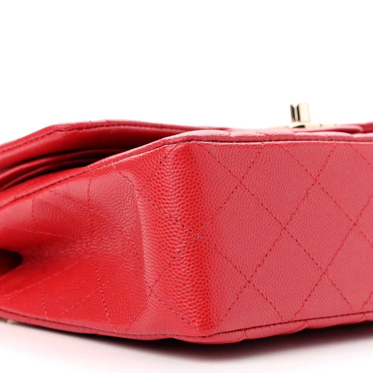Caviar Quilted Small Double Flap Red