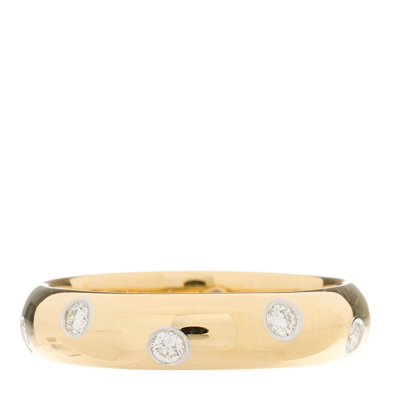 Tiffany 18K Yellow Gold Platinum Diamond 4mm Etoile Band Ring 50 5.25 3 of 4