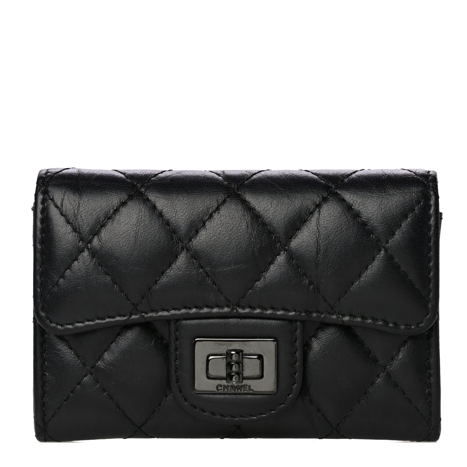 Chanel Aged Calfskin Quilted Reissue Flap Card Holder So Black 1 of 12