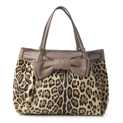 Valentino Garavani Calf Hair Leopard Print Medium Aphrodite Bow Tote 1 of 11