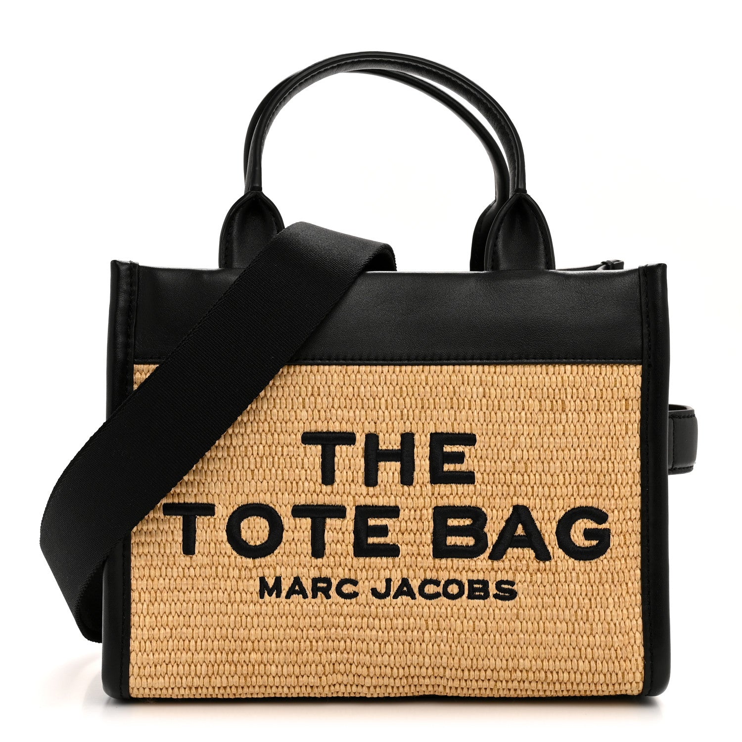 Marc Jacobs Calfskin Woven Straw Small The Tote Bag Natural 1 of 14