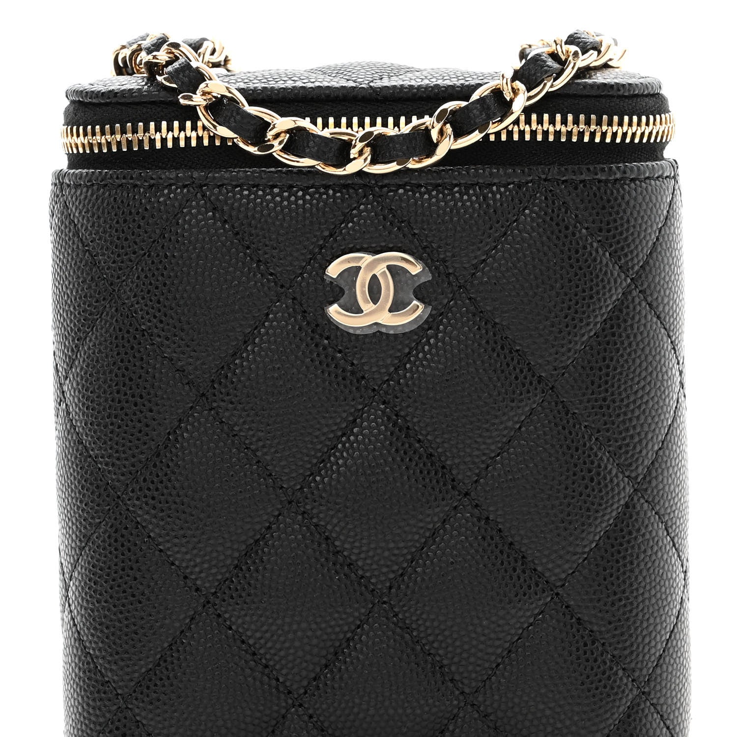 Chanel Caviar Quilted Small Vertical Coco Beauty Vanity Case With Chain Black 8 of 10