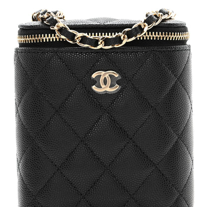 Chanel Caviar Quilted Small Vertical Coco Beauty Vanity Case With Chain Black 8 of 10