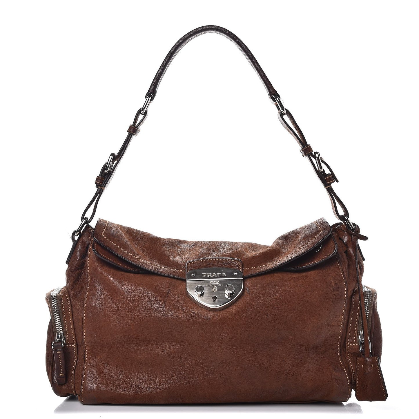 Vitello Antic Easy A Foldover Pushlock Flap Shoulder Bag Bruciato