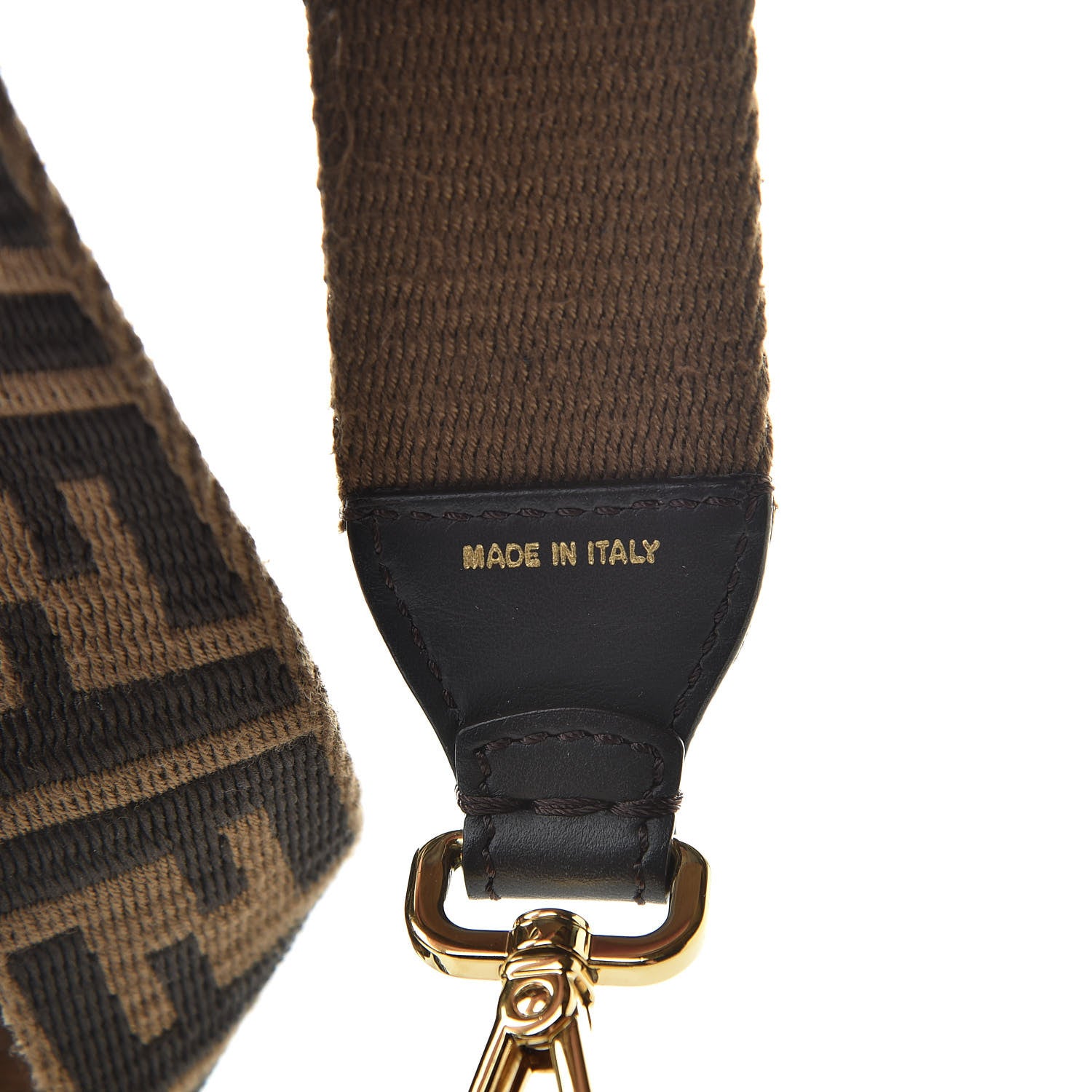 Fendi Ribbon Vitello Century FF 1974 Studded Strap You Fango Marrone Ebano 4 of 7