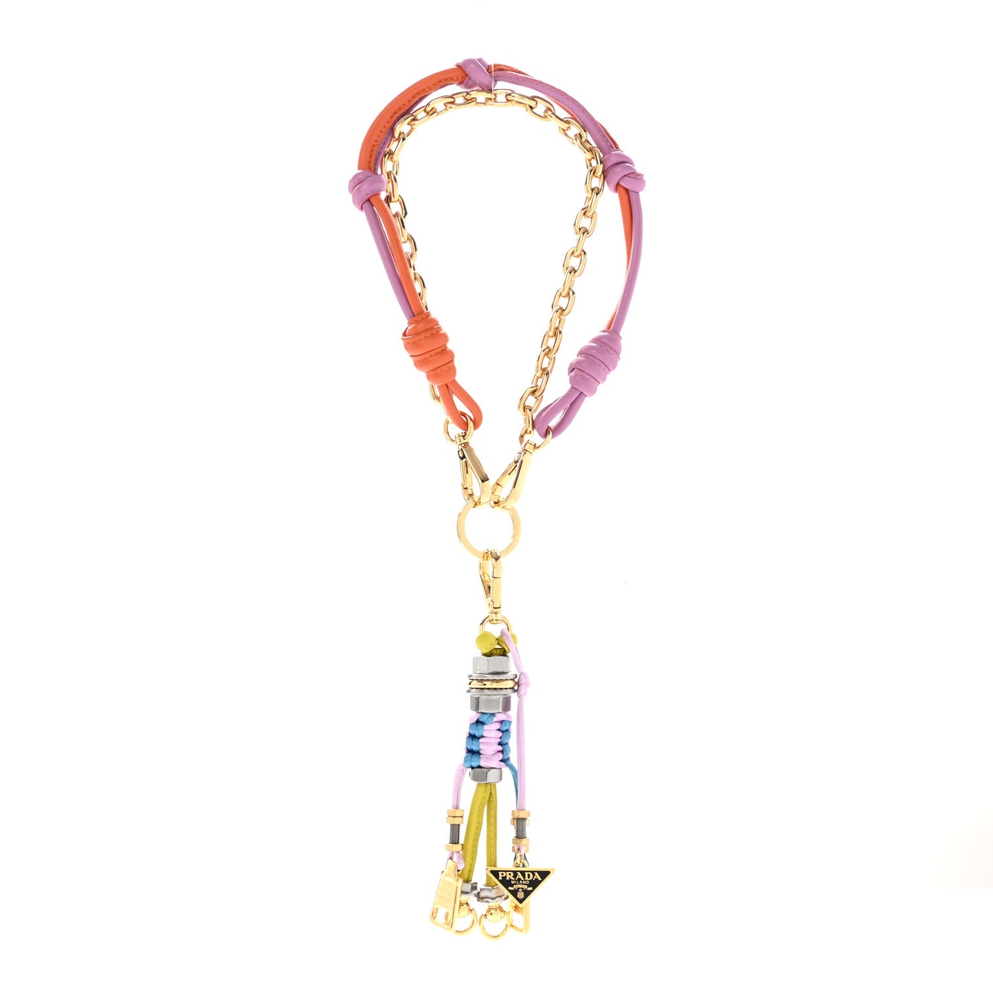 Metal Lambskin Robot Bag Charm Multicolor