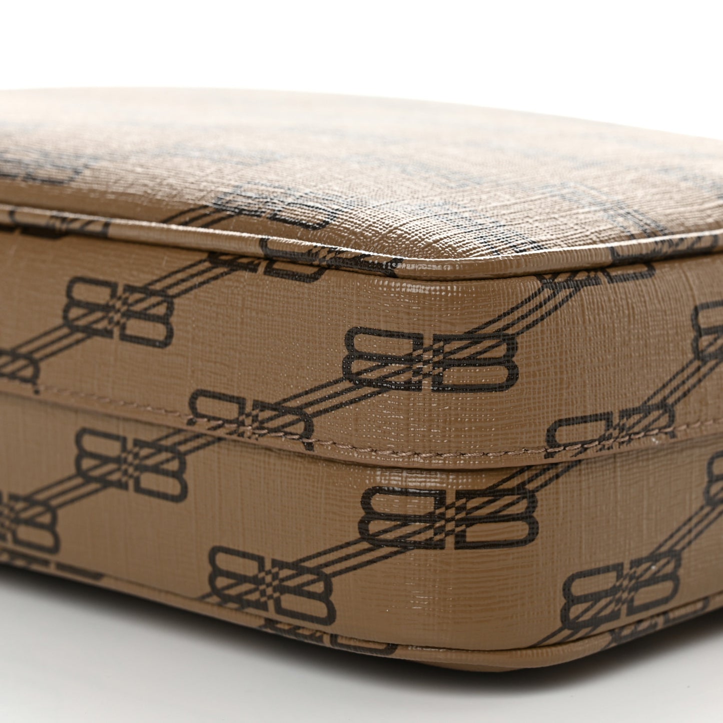 Coated Canvas BB Monogram Medium Signature Camera Bag Beige Brown