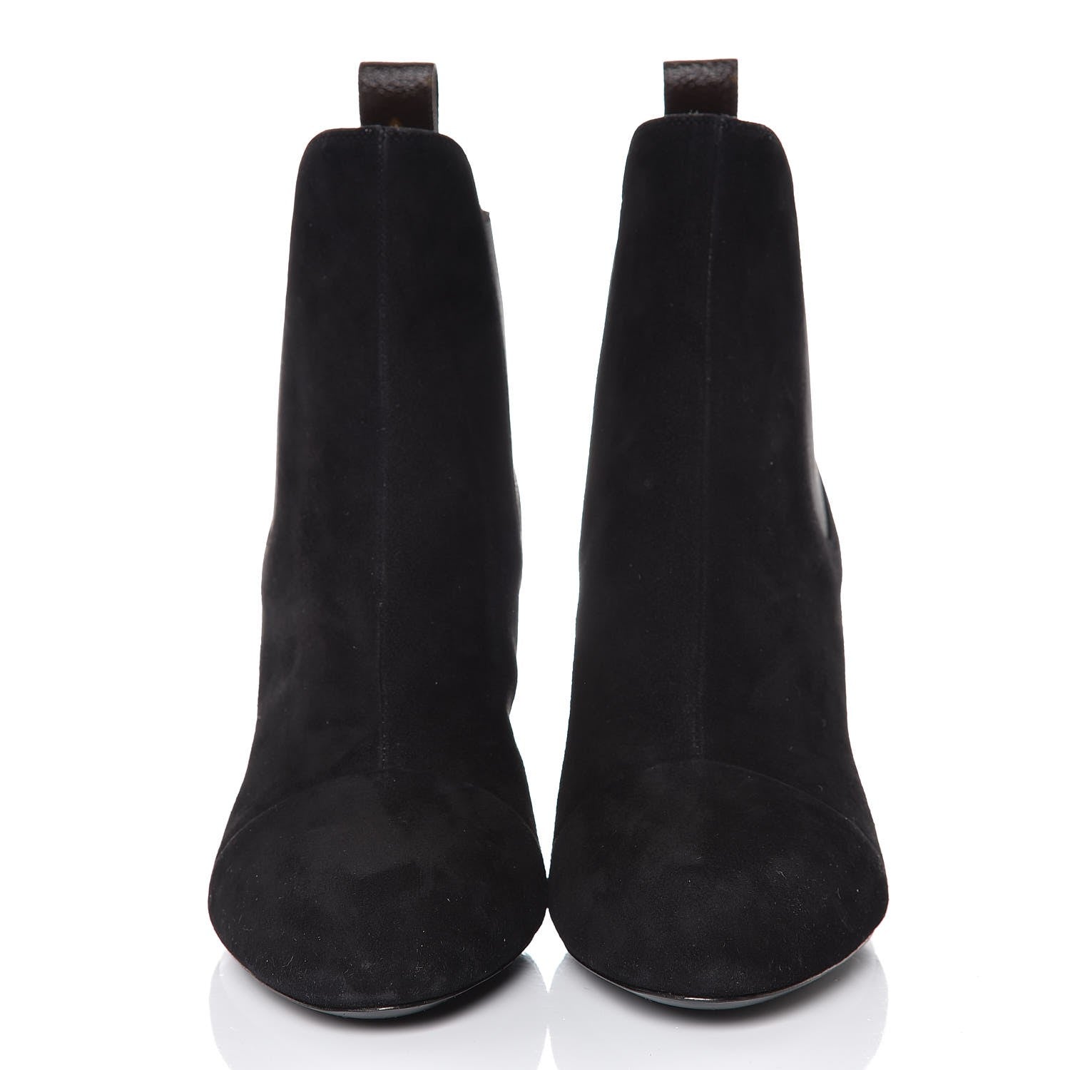 Louis Vuitton Suede Monogram Uniformes Cap Toe Chelsea 80mm Ankle Boots 37.5 Black 2 of 7