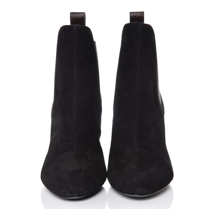 Louis Vuitton Suede Monogram Uniformes Cap Toe Chelsea 80mm Ankle Boots 37.5 Black 2 of 7
