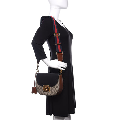Gucci GG Supreme Monogram Web Medium Padlock Messenger Shoulder Bag Black 2 of 10