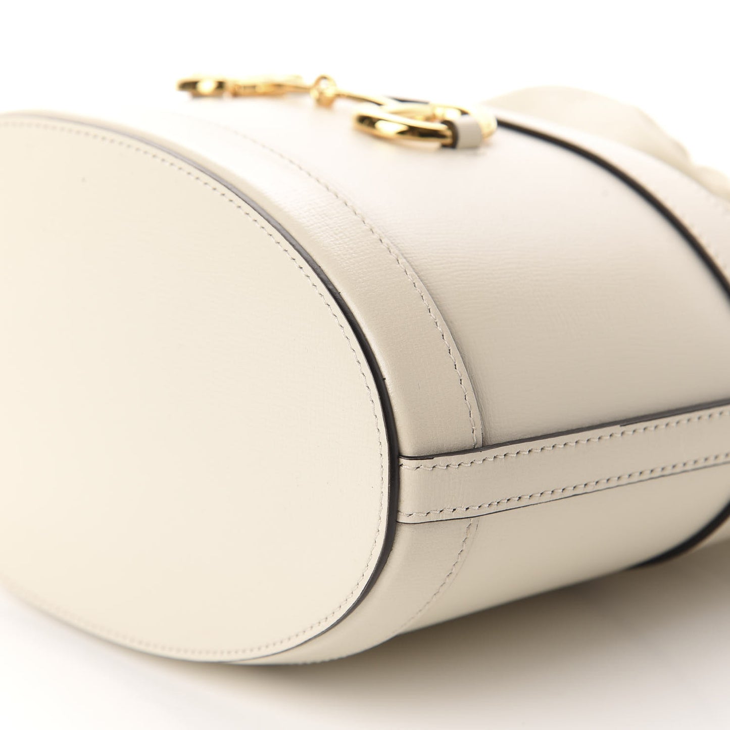Azalea Sakai Calfskin Horsebit 1955 Drawstring Bucket Bag Mystic White